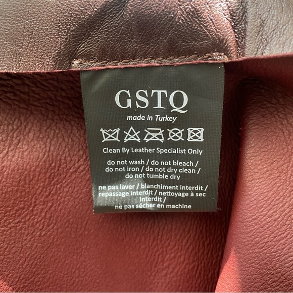 NWT GSTQ Leather Wrap Skirt Merlot Asymmetrical Size Large (L) - Picture 10 of 15